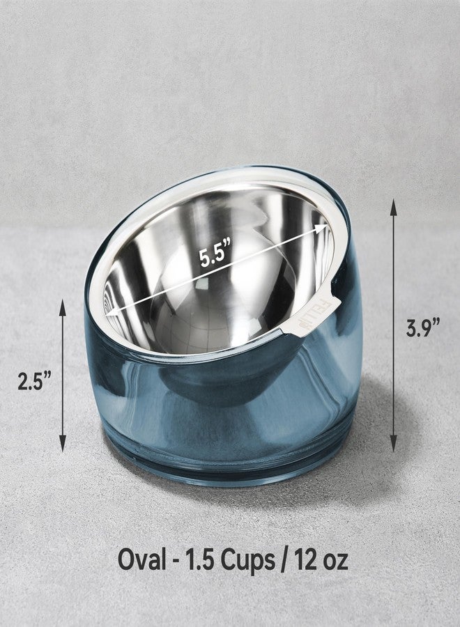 Felli Oblik Raised Dog Food Water Bowls for Small Short-Leg Dogs, Removable Stainless Steel Dish Dishwasher Safe, No Spill Tilted Metal Feeder for French Bulldog, Maine Coon Cats (1.5Cup, Shadow) - Image 4